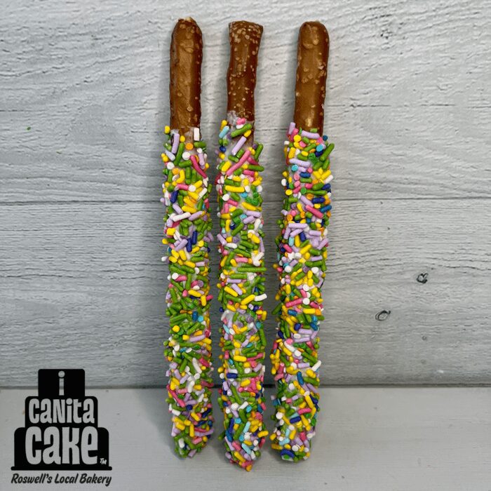 "Spring" Dipped Pretzel Sticks by I Canita Cake