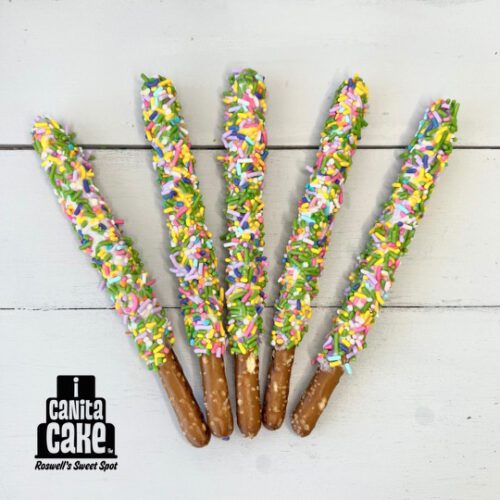 "Spring" Dipped Pretzel Sticks by I Canita Cake
